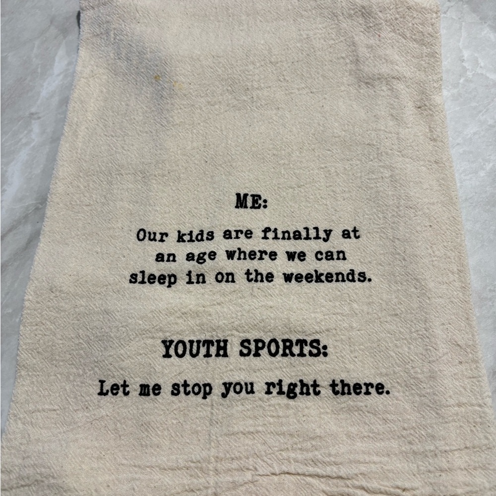 Cream Cotton Towel with Youth Sports Quote